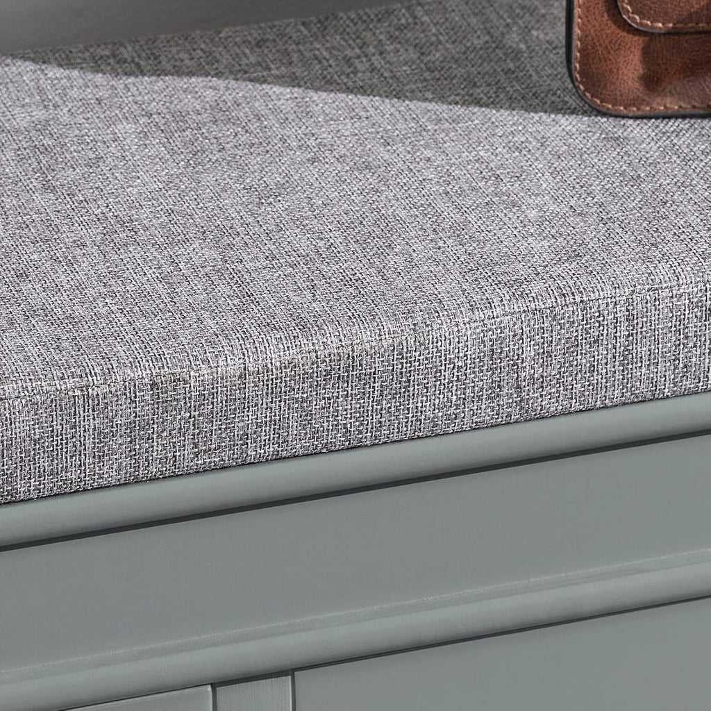 Grey Flip Drawer Padded Shoe Bench