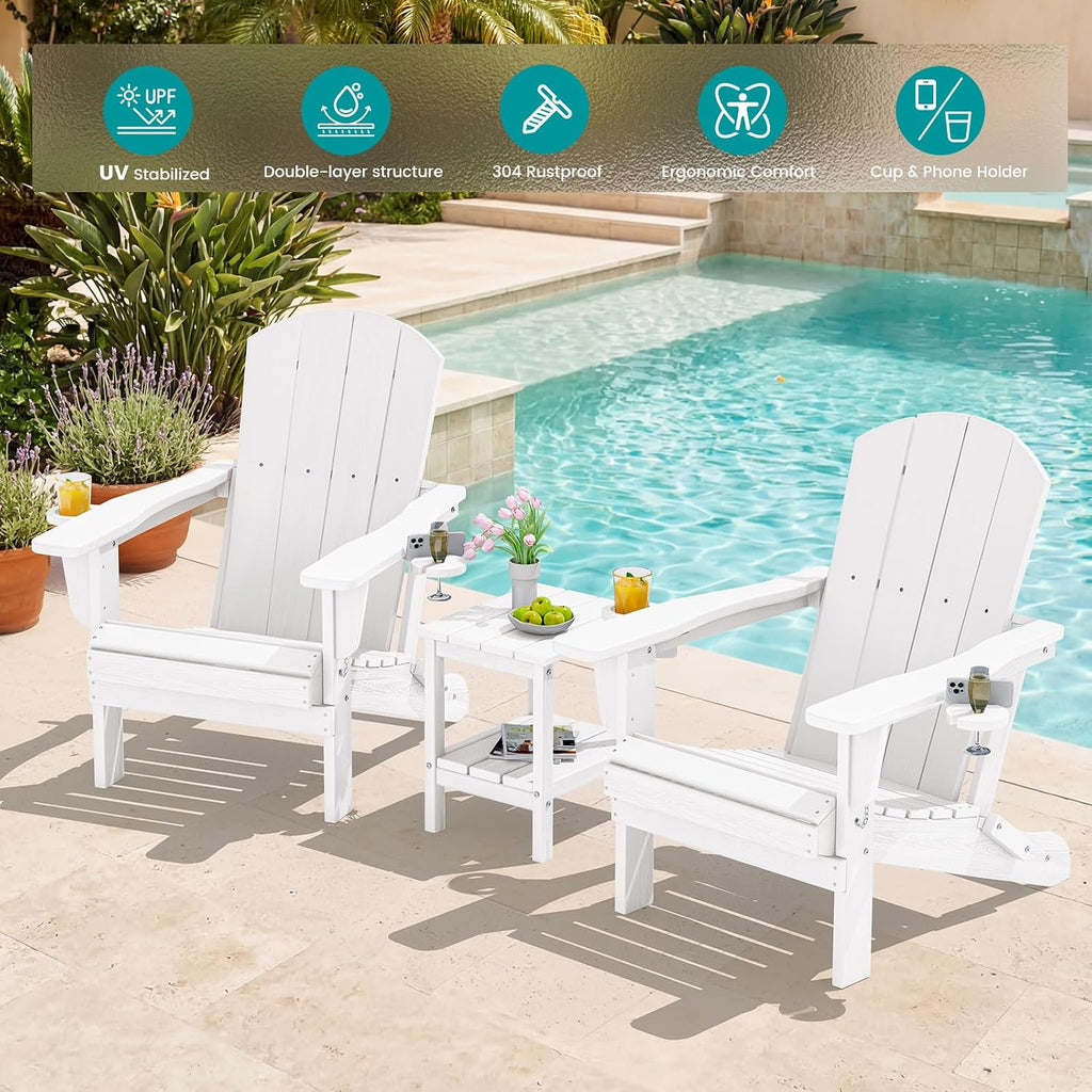 White 2-Pack HDPE Adirondack Chairs