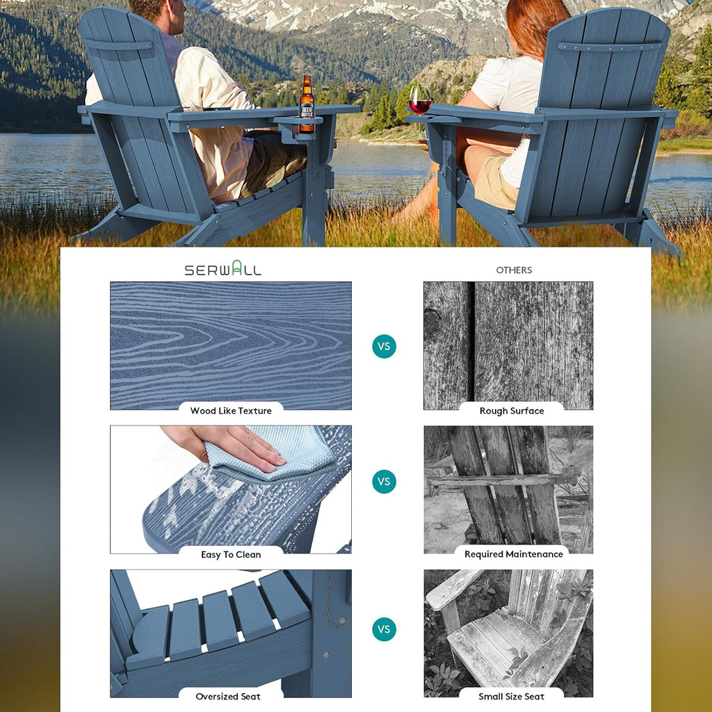 Navy 4-Pack HDPE Adirondack Chairs