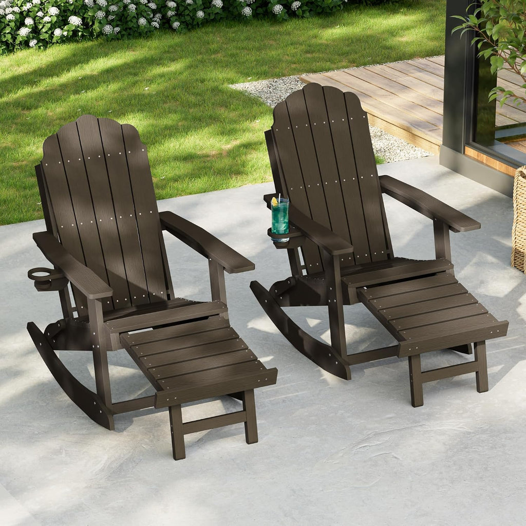 Brown 2-Pack Rocking Adirondack Chairs