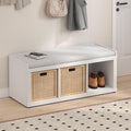 White 3-Cube Padded Shoe Bench