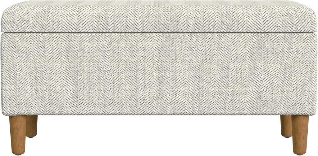 Cream Chevron Woven Storage Bench