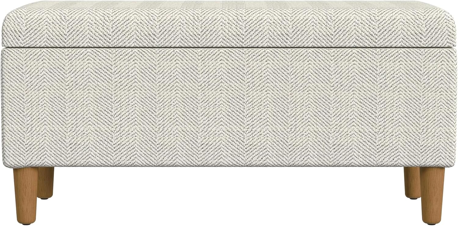 Cream Chevron Woven Storage Bench