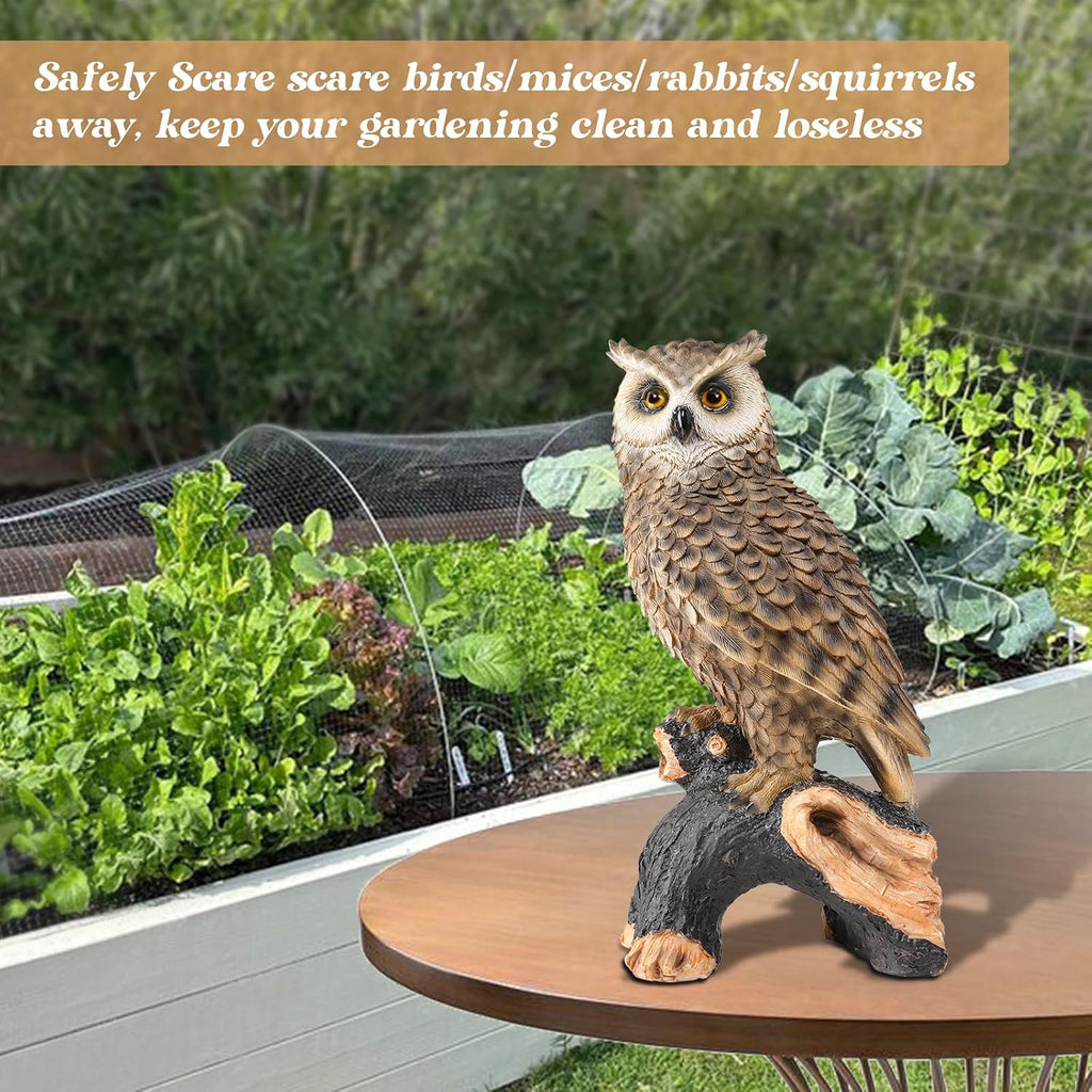 Perching Owl Resin Garden Statue
