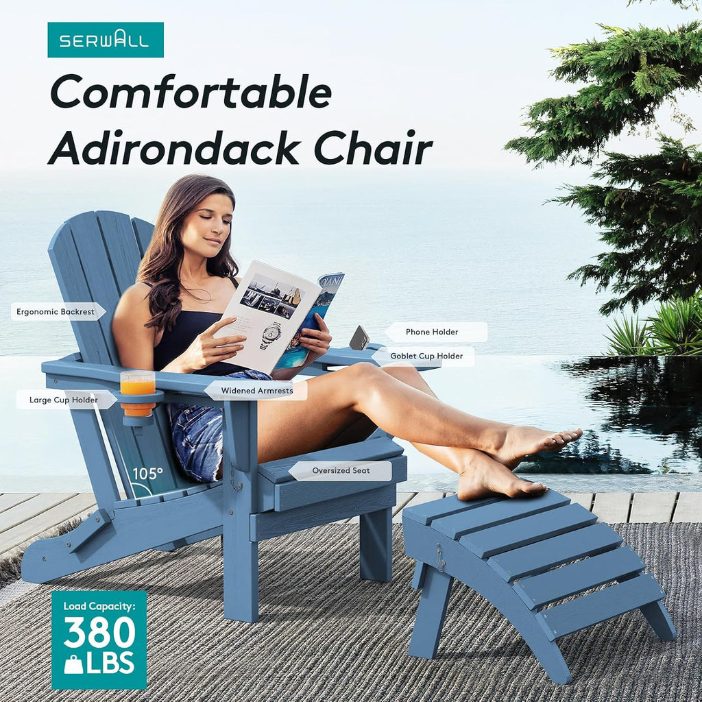 Navy 4-Pack HDPE Adirondack Chairs