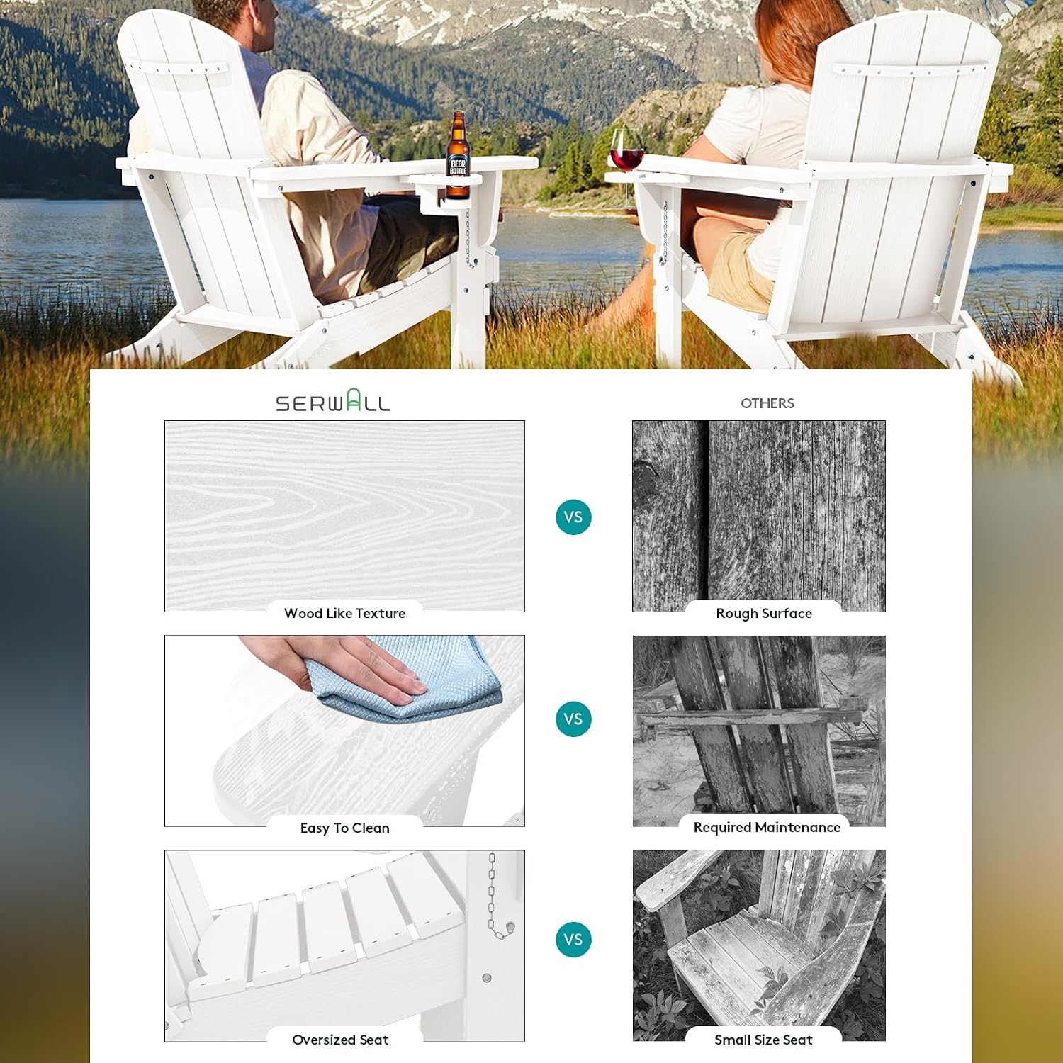 White 2-Pack HDPE Adirondack Chairs