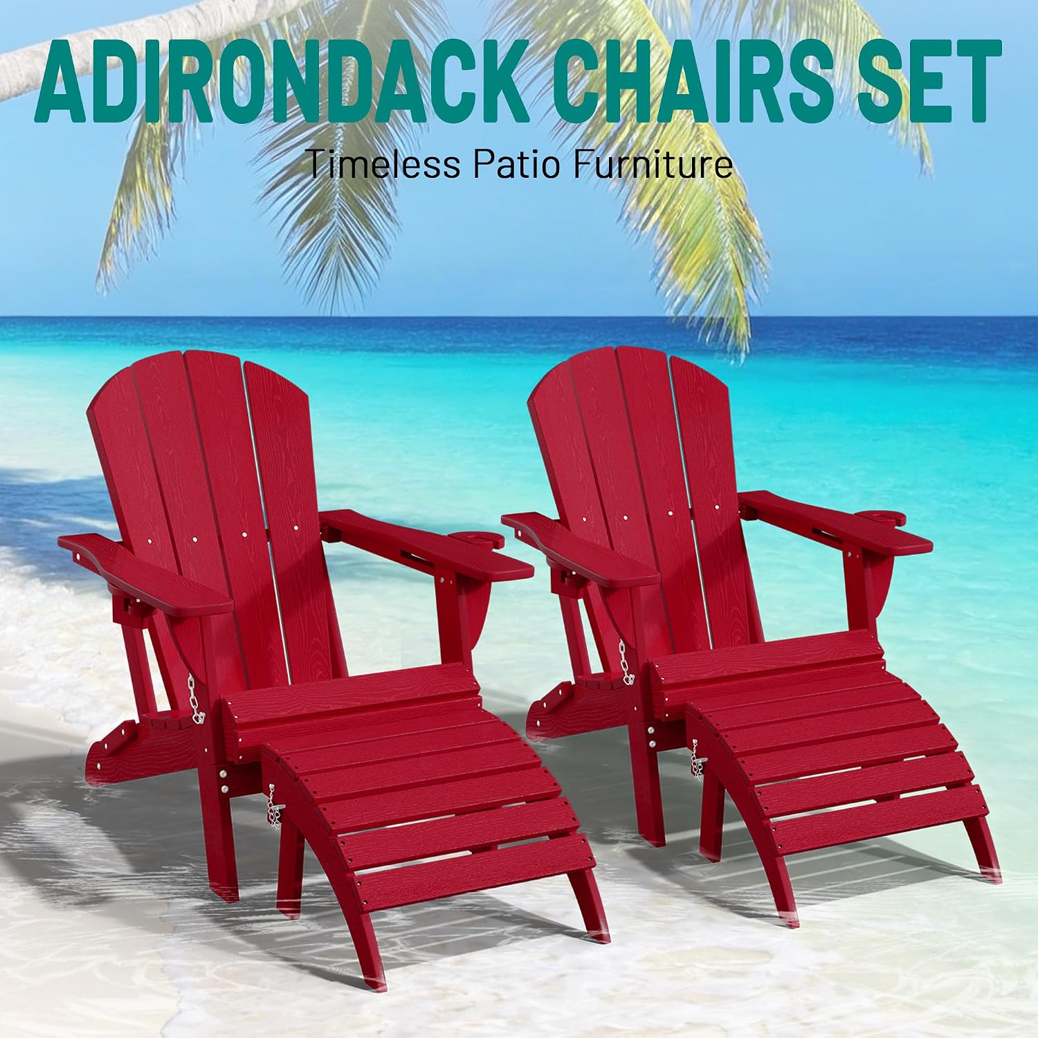 Red HDPE Cup Holder Adirondack Chair