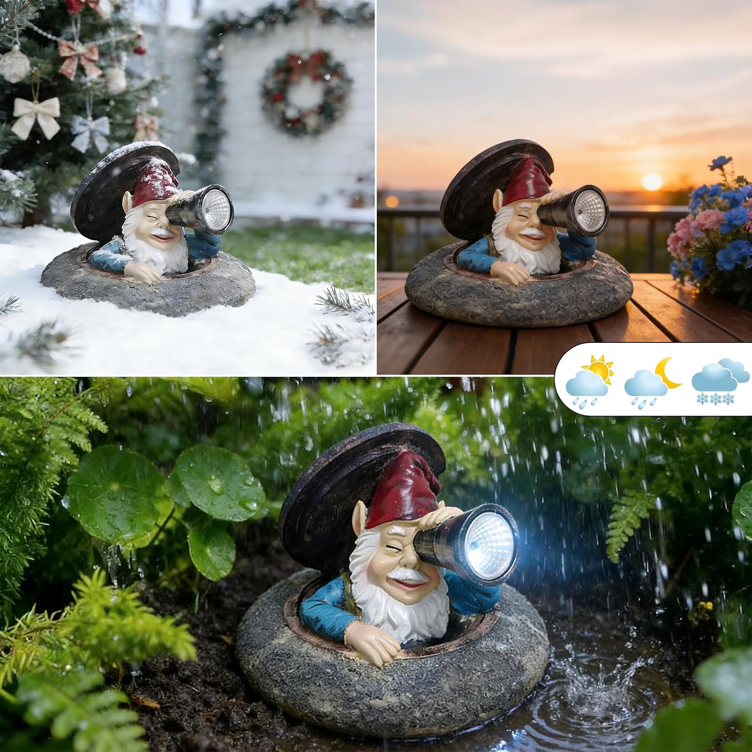 Solar Garden Gnome Resin Statue