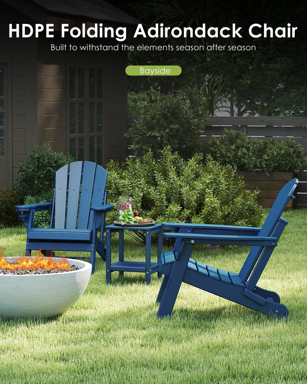 Blue 2-Pack HDPE Adirondack Chairs