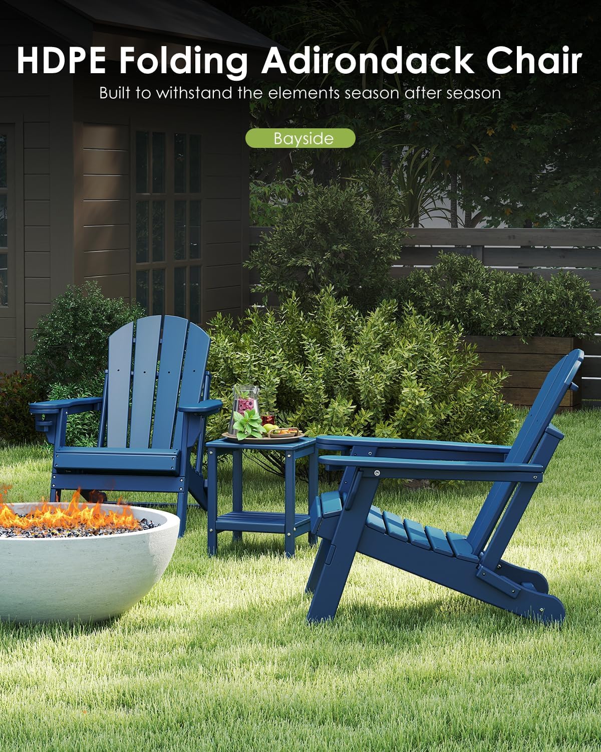 Blue 2-Pack HDPE Adirondack Chairs