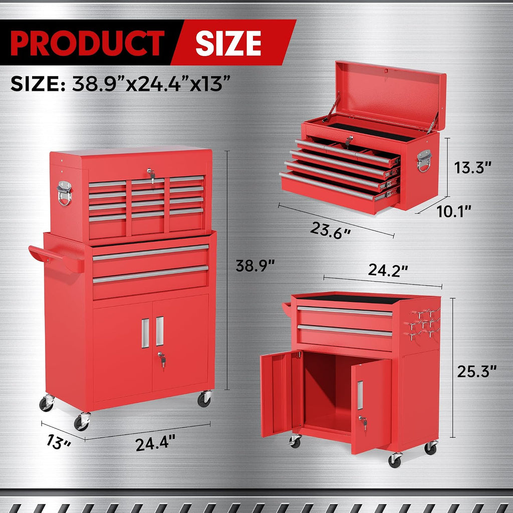 Red 8-Drawer Rolling Tool Chest