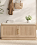 Oak Fluted Cushioned Shoe Bench