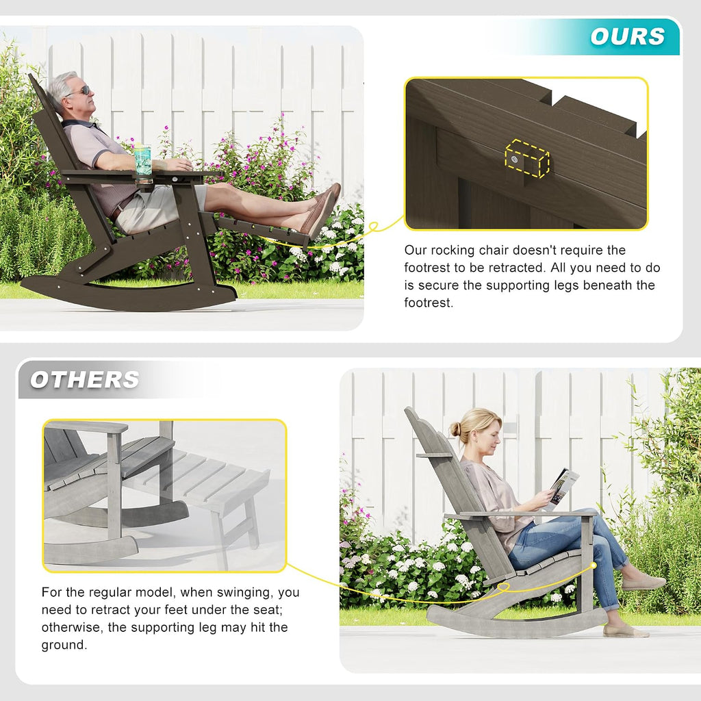 Brown 2-Pack Rocking Adirondack Chairs