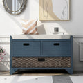 Navy Farmhouse Storage Shoe Bench