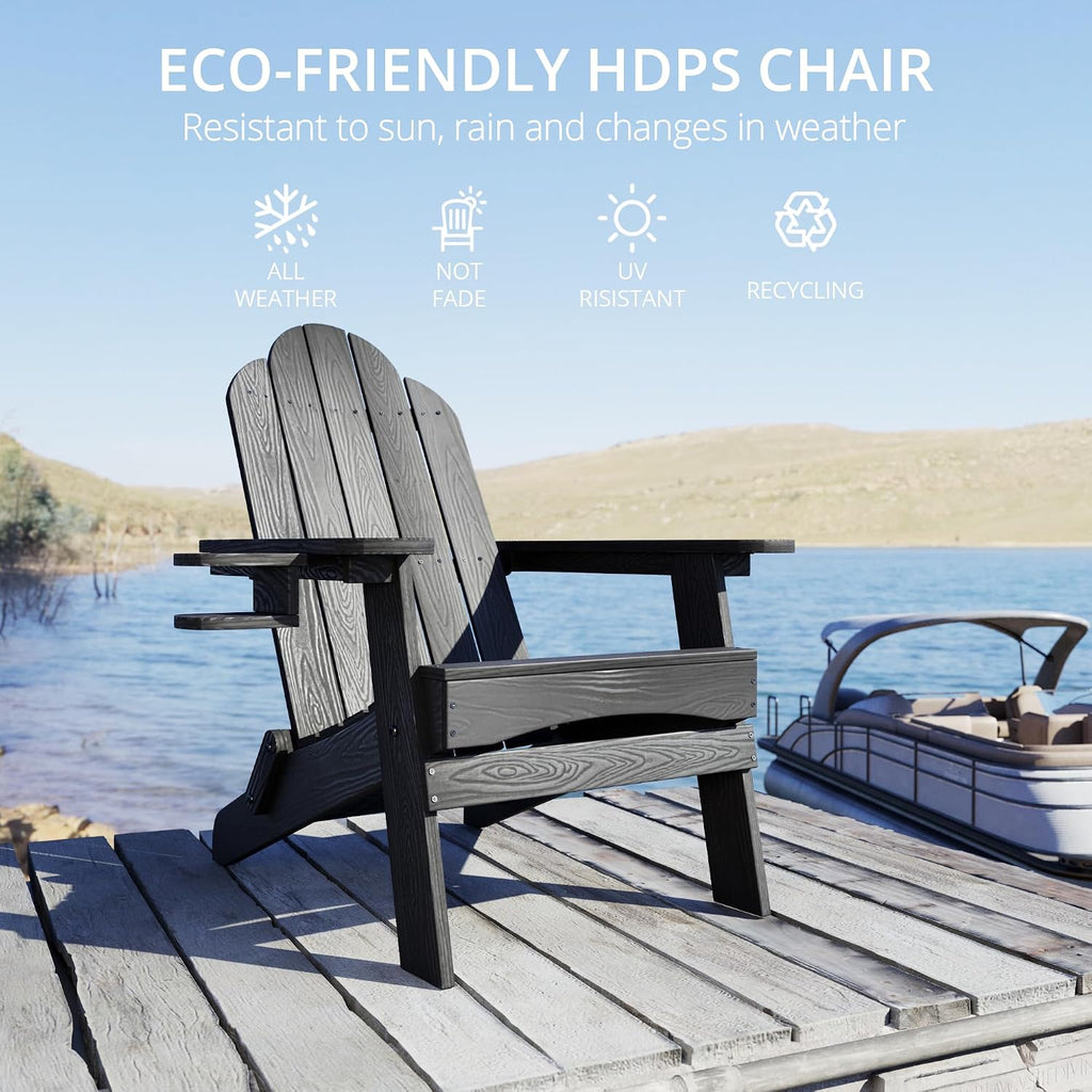 Black 4-Pack HDPE Adirondack Chairs