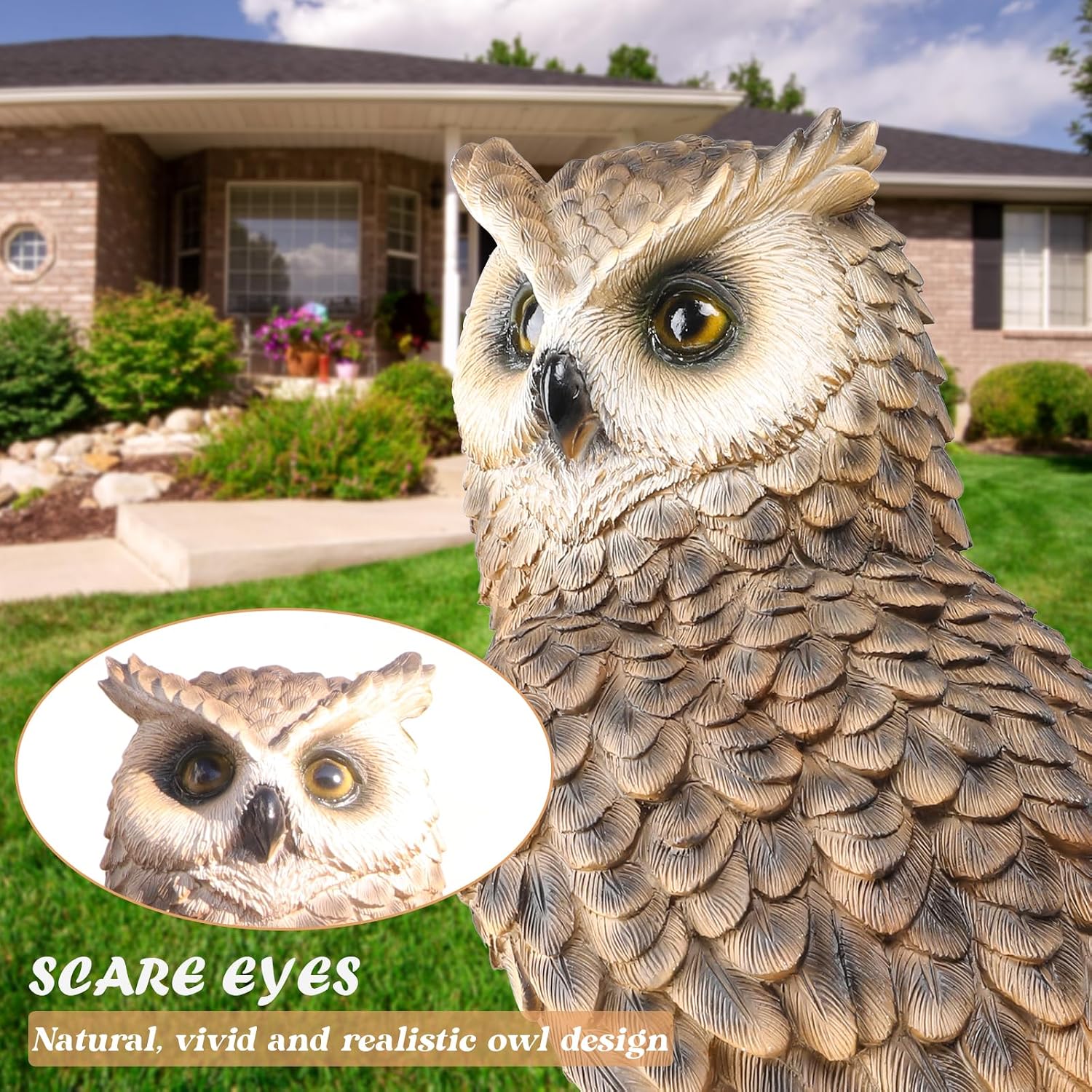 Perching Owl Resin Garden Statue