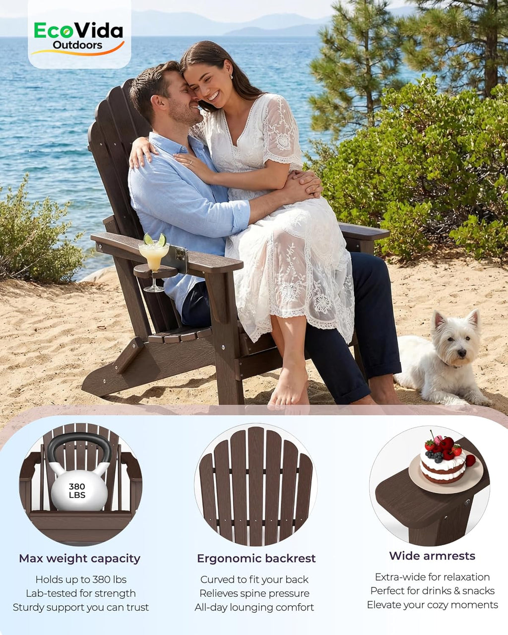 Coffee Dual Cup Holder Adirondack Chair