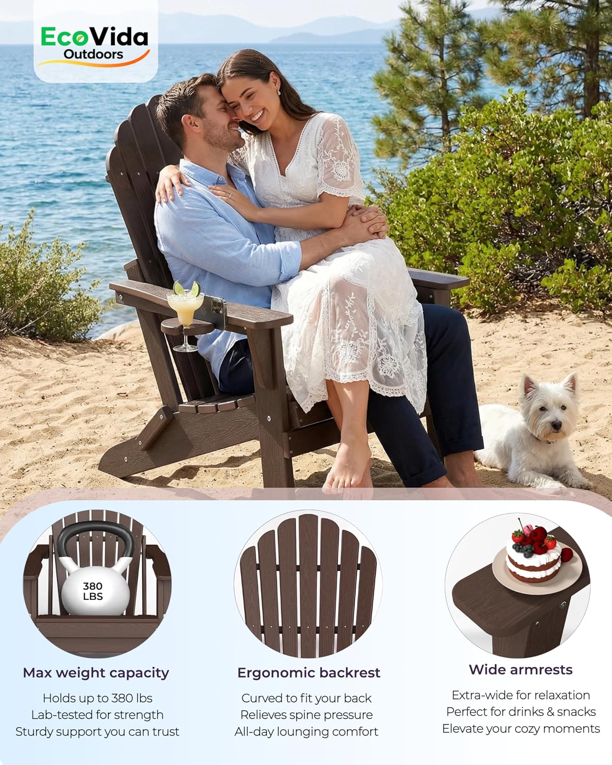 Coffee Dual Cup Holder Adirondack Chair