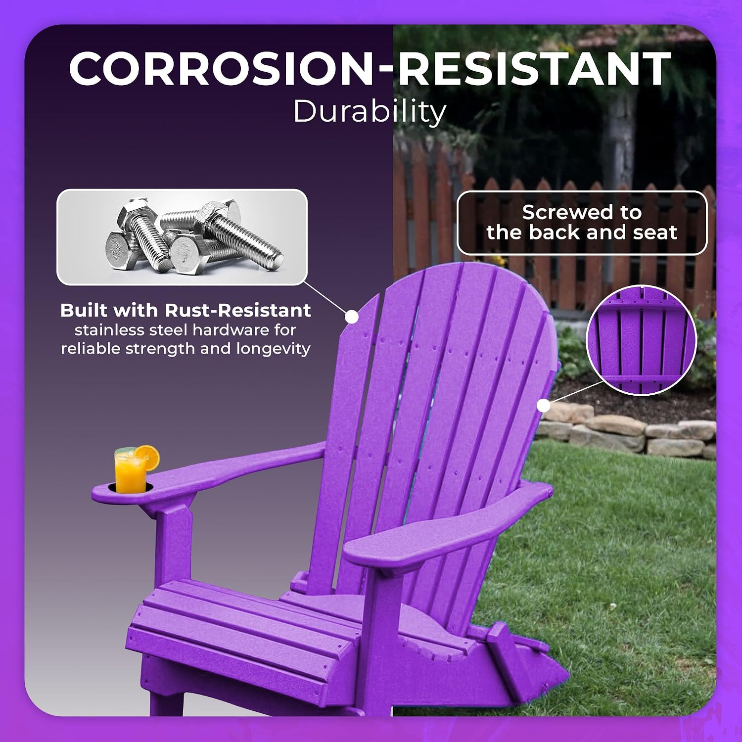 Purple Cup Holder Adirondack Chair