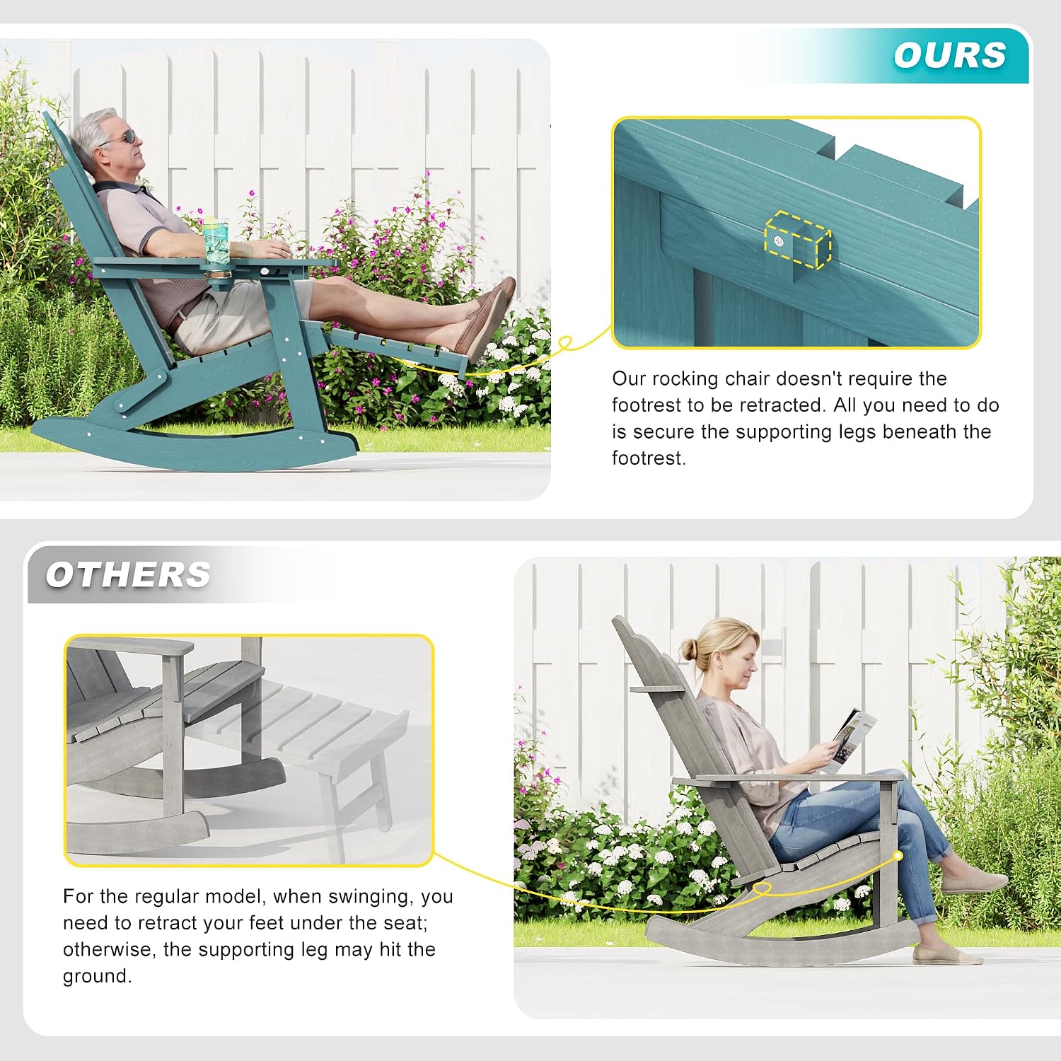 Lake Blue 2-Pack Rocking Adirondack Chairs