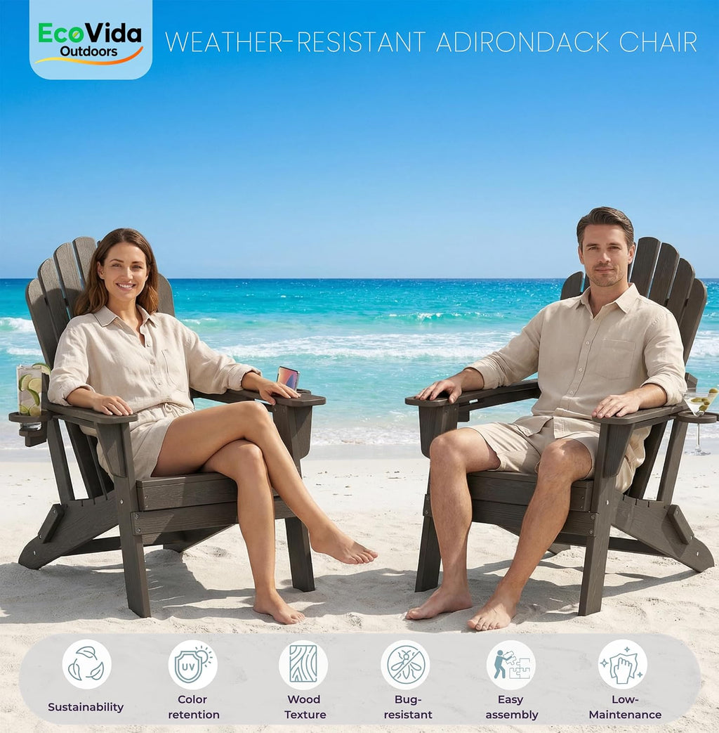 Coffee Dual Cup Holder Adirondack Chair