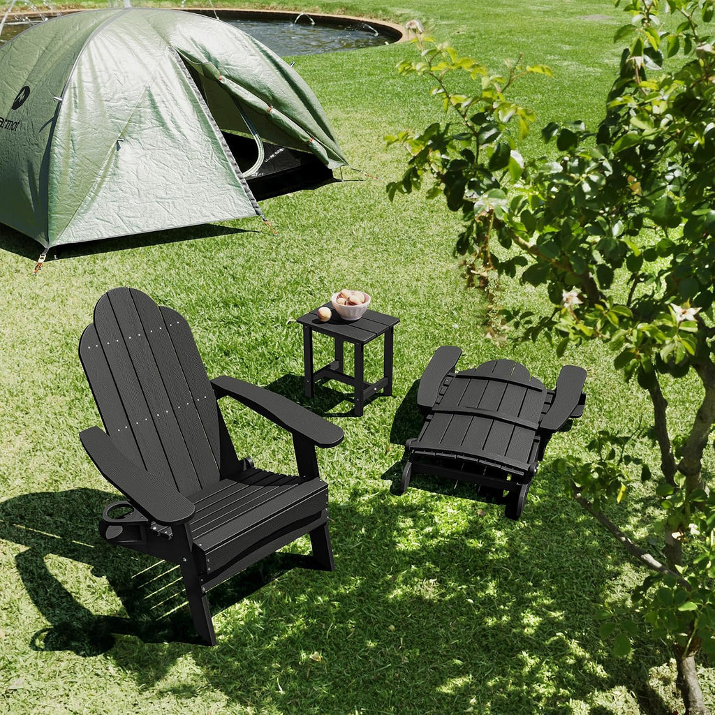Black 4-Pack HDPE Adirondack Chairs