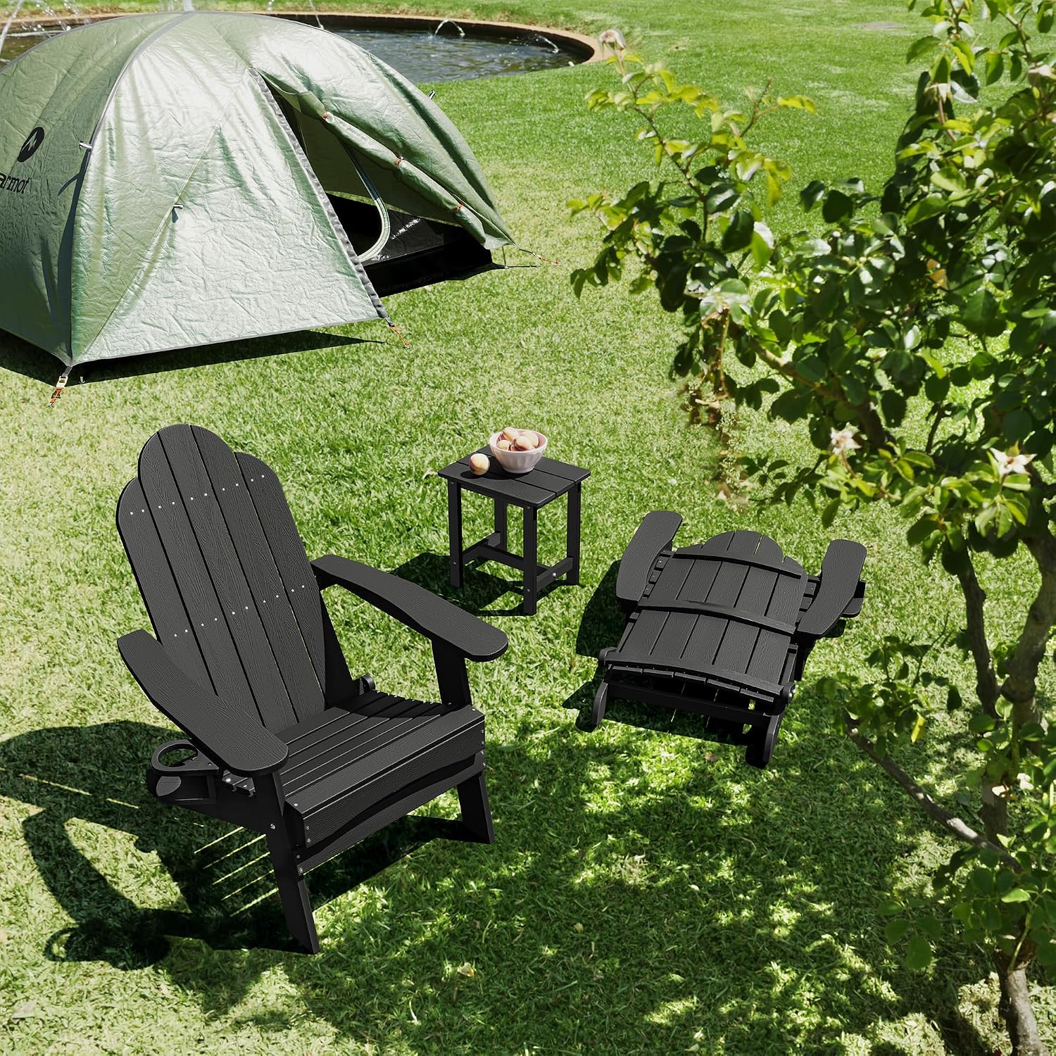 Black 4-Pack HDPE Adirondack Chairs