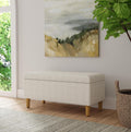 Cream Chevron Woven Storage Bench