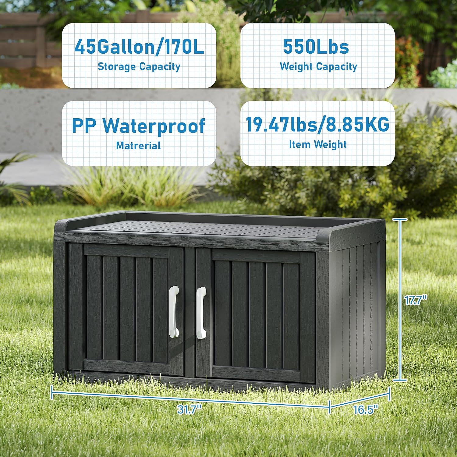 Black Outdoor Waterproof Shoe Bench