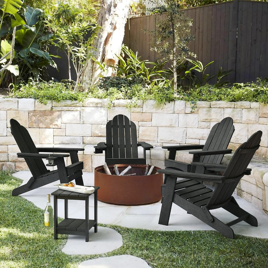 Black 4-Pack HDPE Adirondack Chairs