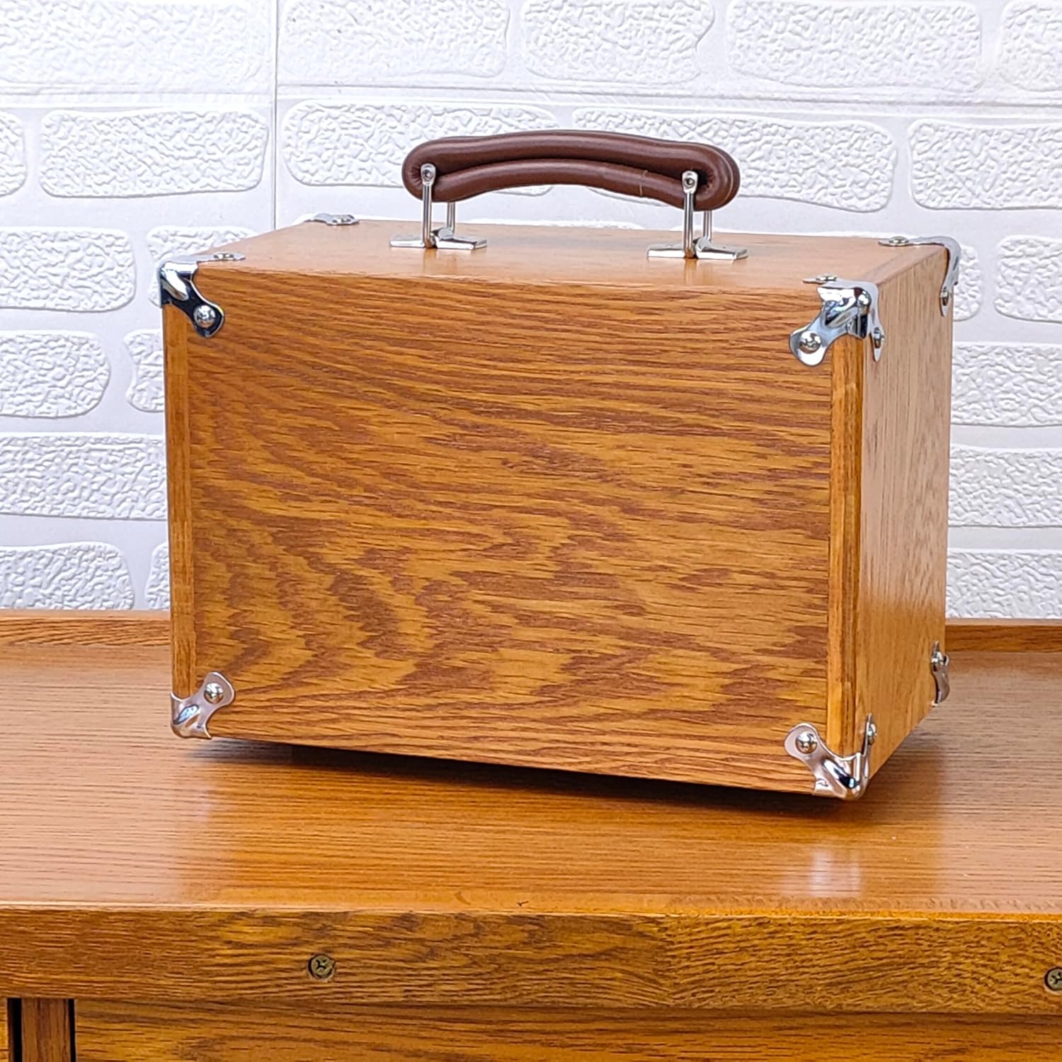 Vintage Oak 4-Drawer Wooden Toolbox